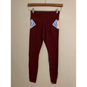 Pact Women Leggings Small Maroon Organic Cotton Blend Abstract Print Sustainable